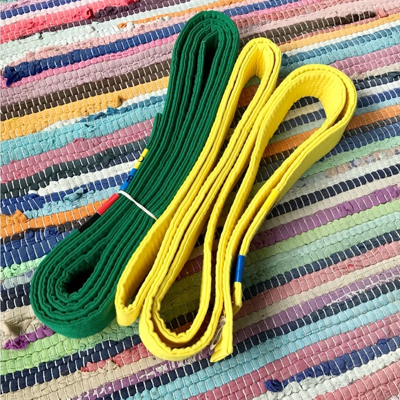 2/$10 Taekwondo Karate Martial Arts Green Yellow Canvas Belts Size 2 Achievement - Picture 2 of 5
